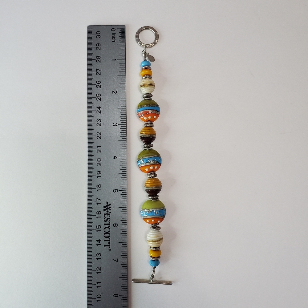 Baker's Design Ceramic silvered drops Beaded Bracelet With Toggle Clasp - Picture 6 of 11